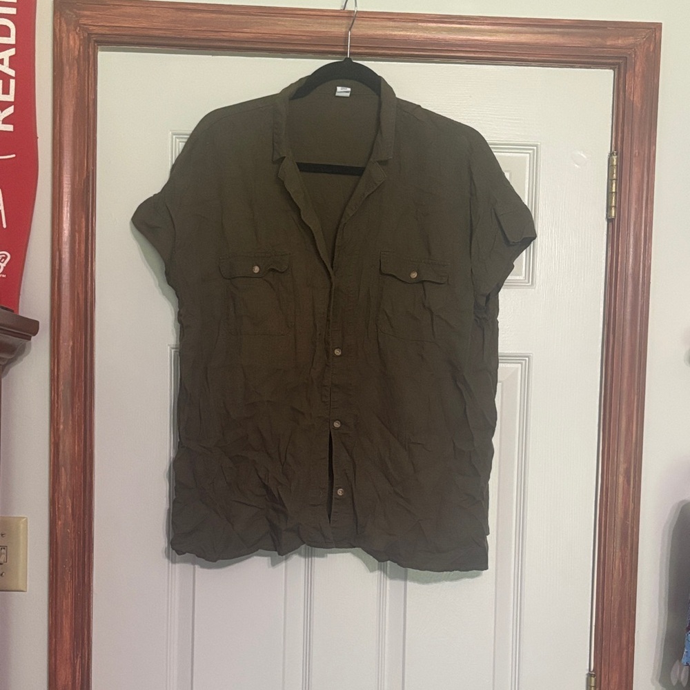 Old Navy Dark Olive Button-Down Shirt